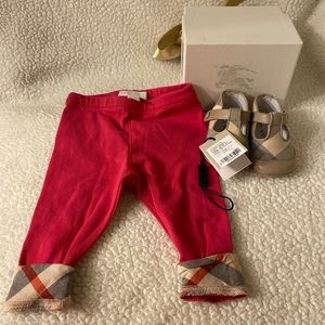 Burberry baby leggings and shoe set